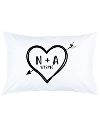 Personalized Heart arrow custom Letter and date printed pillowcase covers